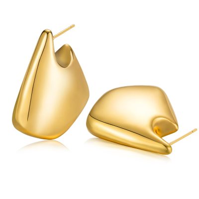 DORANA Chunky Fin Gold Hoop Earrings for Women, Dupes Bottega Statement Earrings for Women Lightweight Hoops Hypoallergenic Gold Plated Earrings Jewelry Birthday Christmas Gifts 25mm/35mm