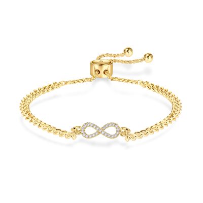 DORANA Cubic Zirconia Gold Infinity Bracelet for Women Teen Girl Daughter Girlfriend Adjustable 6-9 Inch Charm Bracelet Chain Birthday Valentine's Day Mother's Day Christmas Jewelry Gift for Her