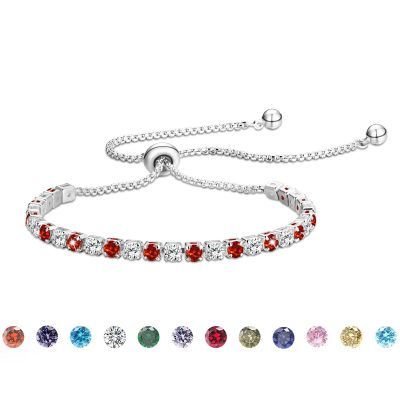 DORANA Ajustable 6-10 Inch White Gold Tennis Bracelet with CZ Crystals 925 Sterling Silver Bracelets for Women Girls February Birthstone Bracelet with Purple Amethyst Birthday Jewelry Gift for her