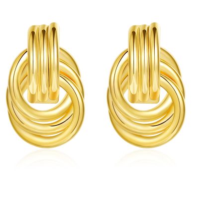 DORANA Chunky Gold Stud Earrings for Women Girls,Dangle Earrings for Women,Knot Geometric Dainty Round Circle Drop Earrings Birthday Mother's Day Valentine's Day Gift Jewelry Trendy