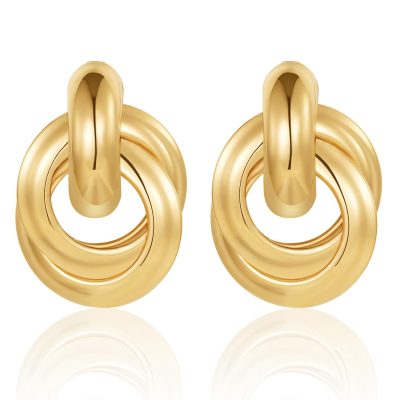 DORANA Chunky Gold Stud Earrings for Women Girls,Dangle Earrings for Women,Knot Geometric Dainty Round Circle Drop Earrings Birthday Mother's Day Valentine's Day Gift Jewelry Trendy