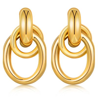 DORANA Chunky Gold Stud Earrings for Women Girls,Dangle Earrings for Women,Knot Geometric Dainty Round Circle Drop Earrings Birthday Mother's Day Valentine's Day Gift Jewelry Trendy
