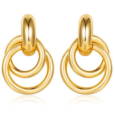 DORANA Chunky Gold Stud Earrings for Women Girls,Dangle Earrings for Women,Knot Geometric Dainty Round Circle Drop Earrings Birthday Mother's Day Valentine's Day Gift Jewelry Trendy
