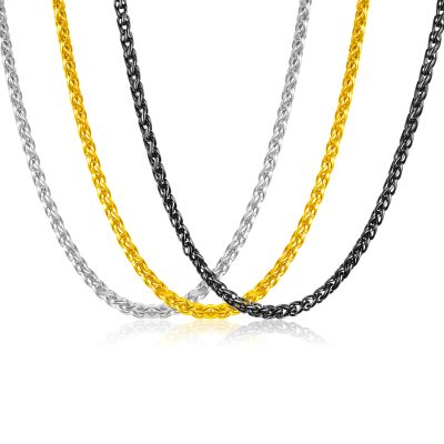 3 Pcs Chain Necklace for Men Women Boy Kid,3mm Stainless Steel Gold Black Silver Wheat Rope Chains for Men Boy Kid Jewelry Gift,Paired with Pendants,16"/18"/20"/22"/24"/26"/28"/30"/32" Inches Chain