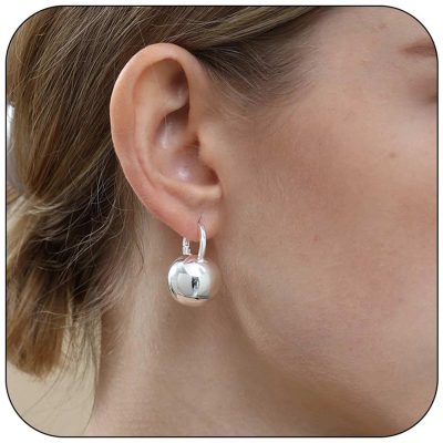 DORANA Silver Hoop Earrings,Silver Drop Ball Earrings for Women Girls,Hypoallergenic Lightweight Dangle Huggies Earrings for Women,Birthday Valentine's Day Mother's Day Gifts Jewelry 12/24/28/36mm