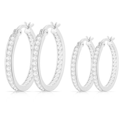 DORANA 2 Pairs Big Large Extra 18K Gold Hoop Earrings for Women Girls,Cubic Zirconia Huggie Hypoallergenic Earrings Set,Chunky Hoop Earrings Set 40/50MM Crystal Earrings Christmas Jewelry Gift for Her
